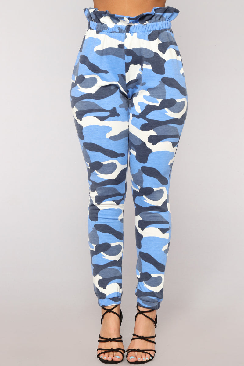 Blue Camo Print Women's Joggers