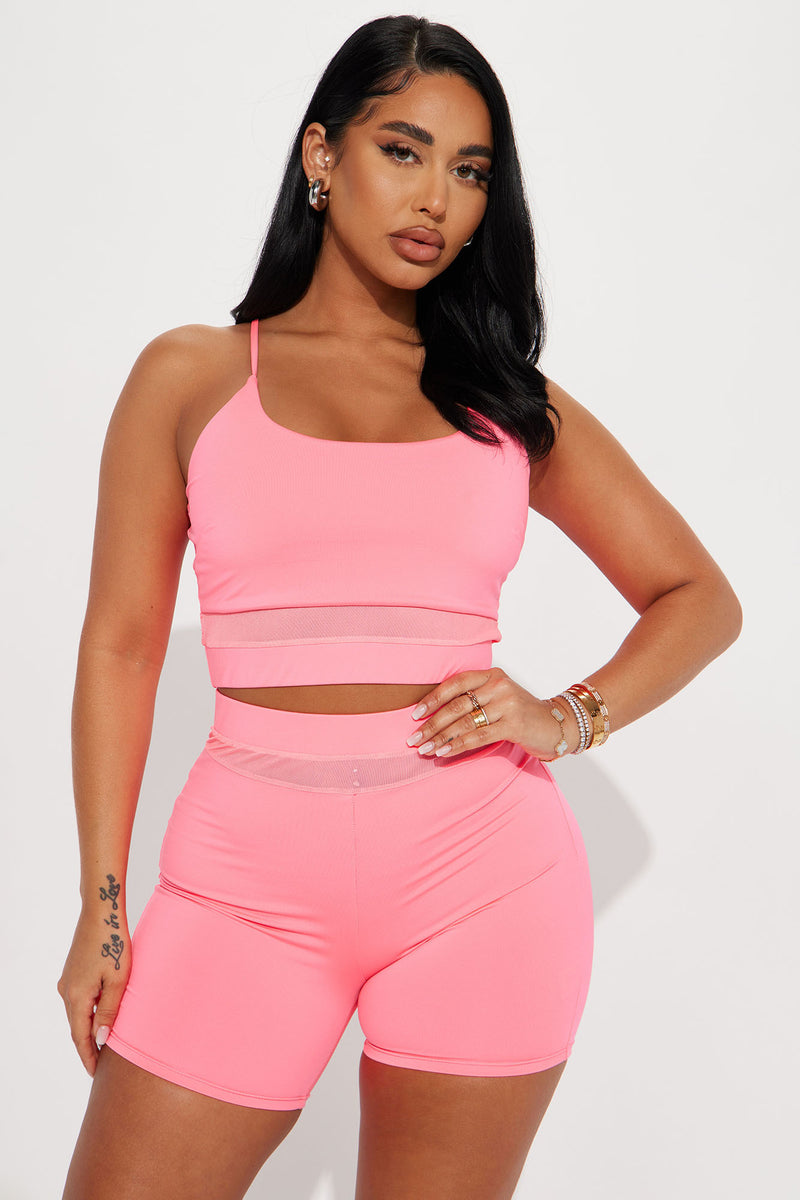 Hot pink clearance biker shorts set