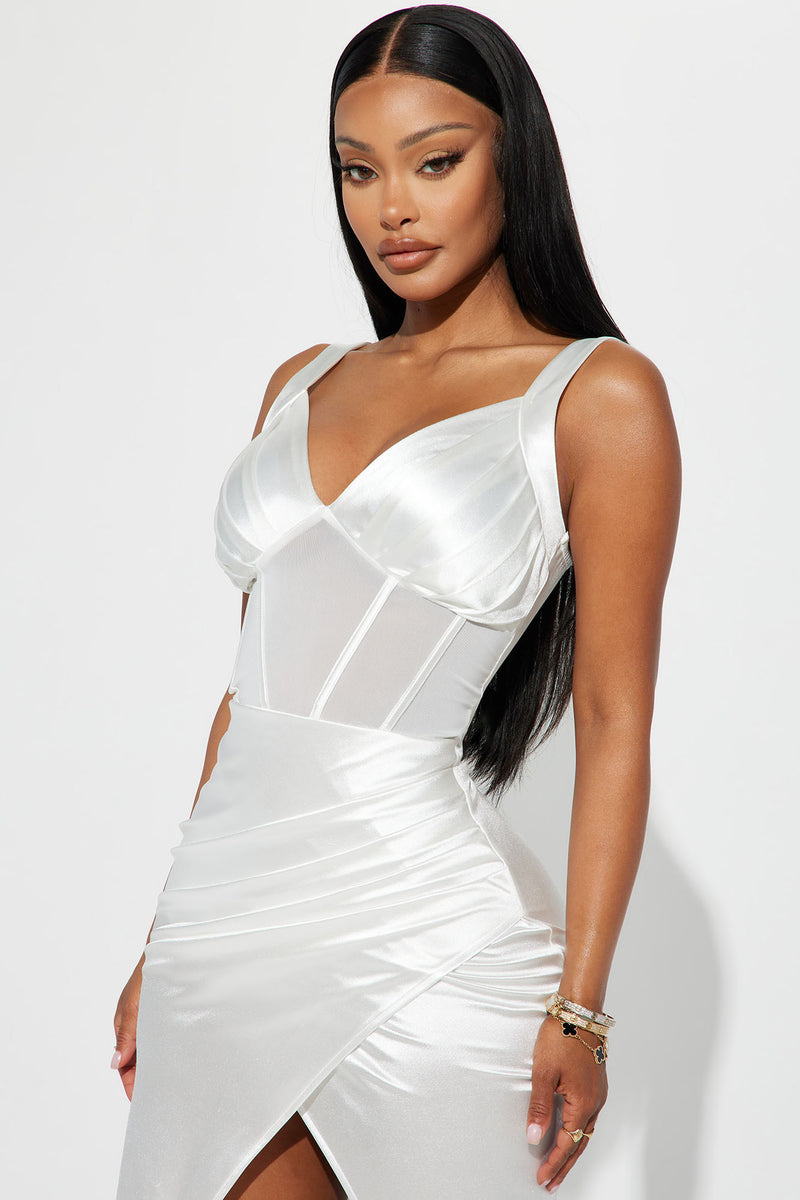 Ciara Satin Maxi Dress White
