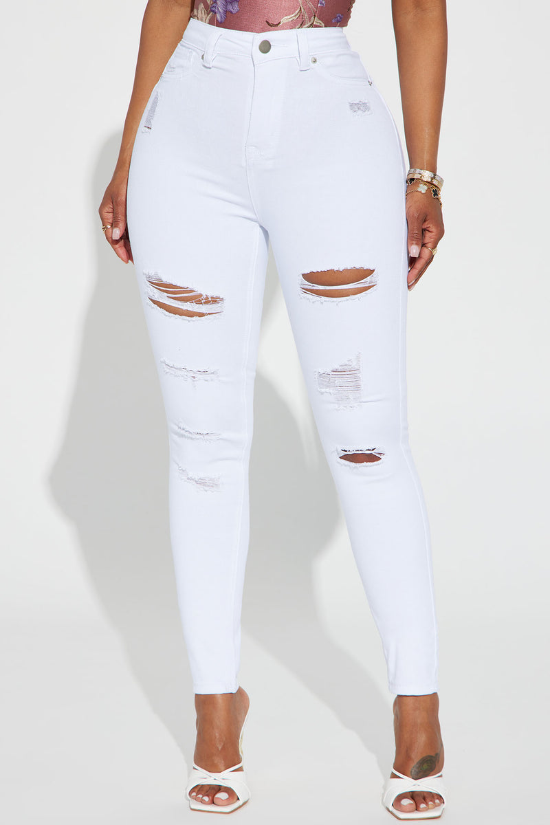 High waisted ripped shop skinny jeans white