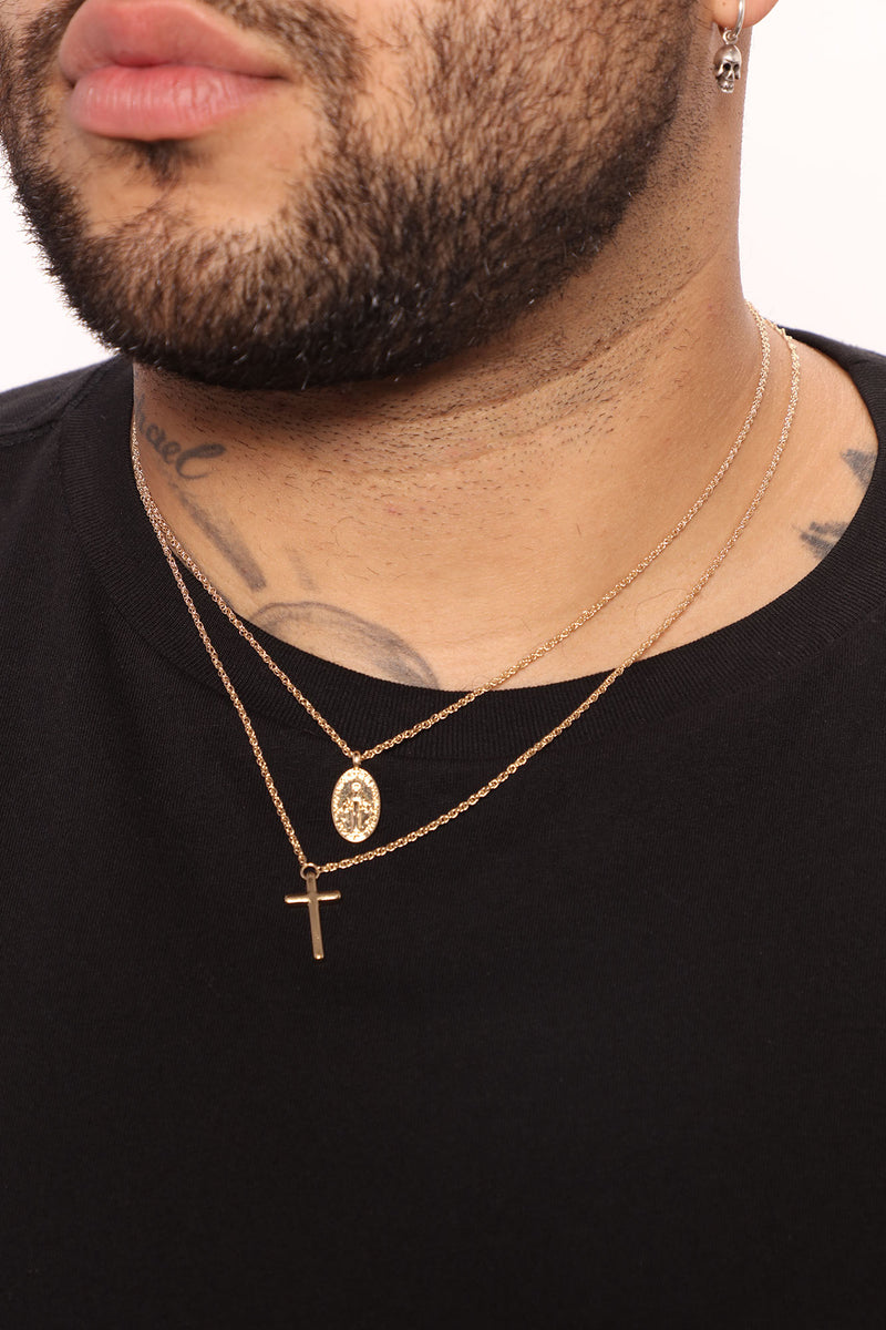 Mens gold layered 2025 necklace