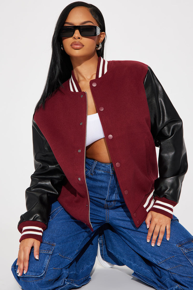 Maroon and sales black varsity jacket