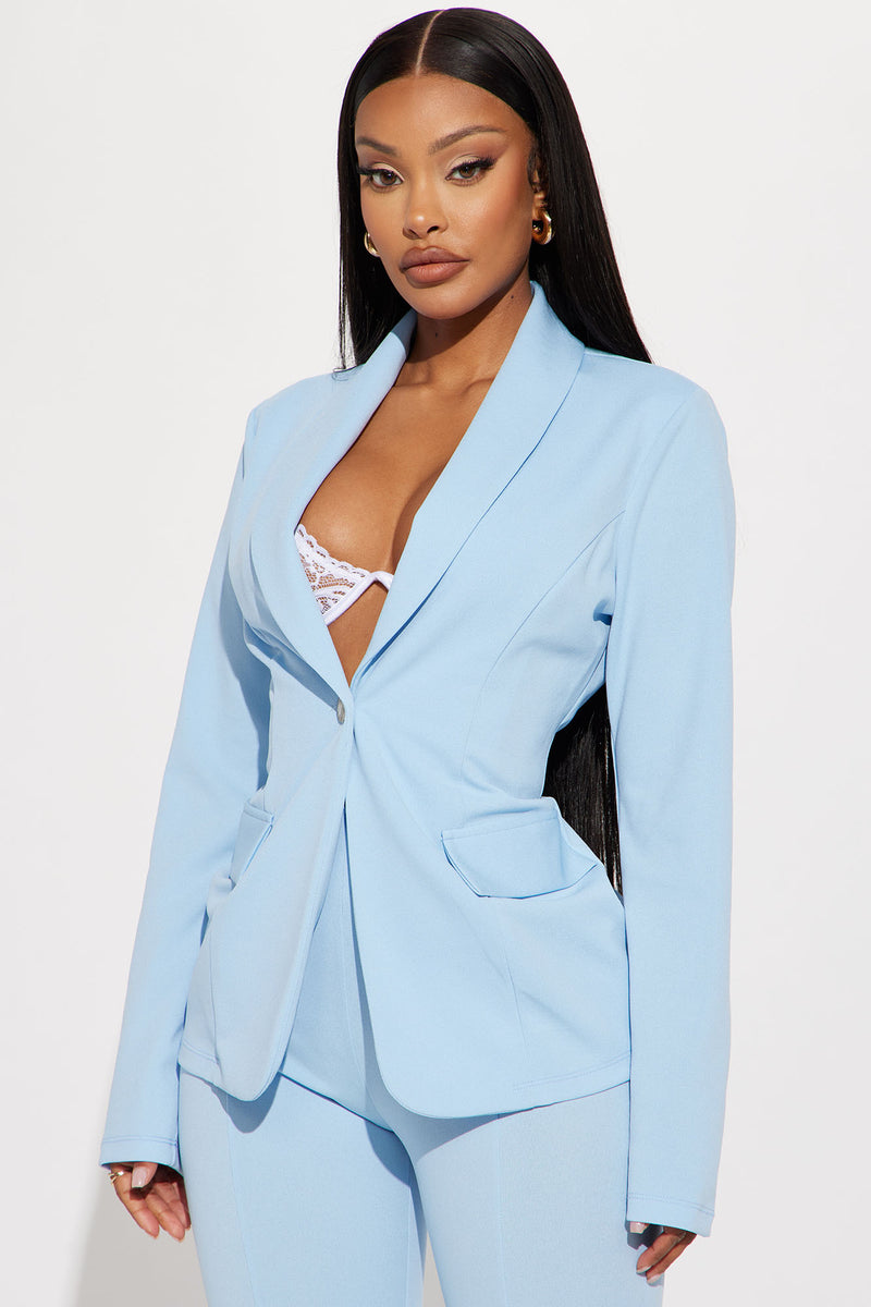 Ladies light sales blue suit