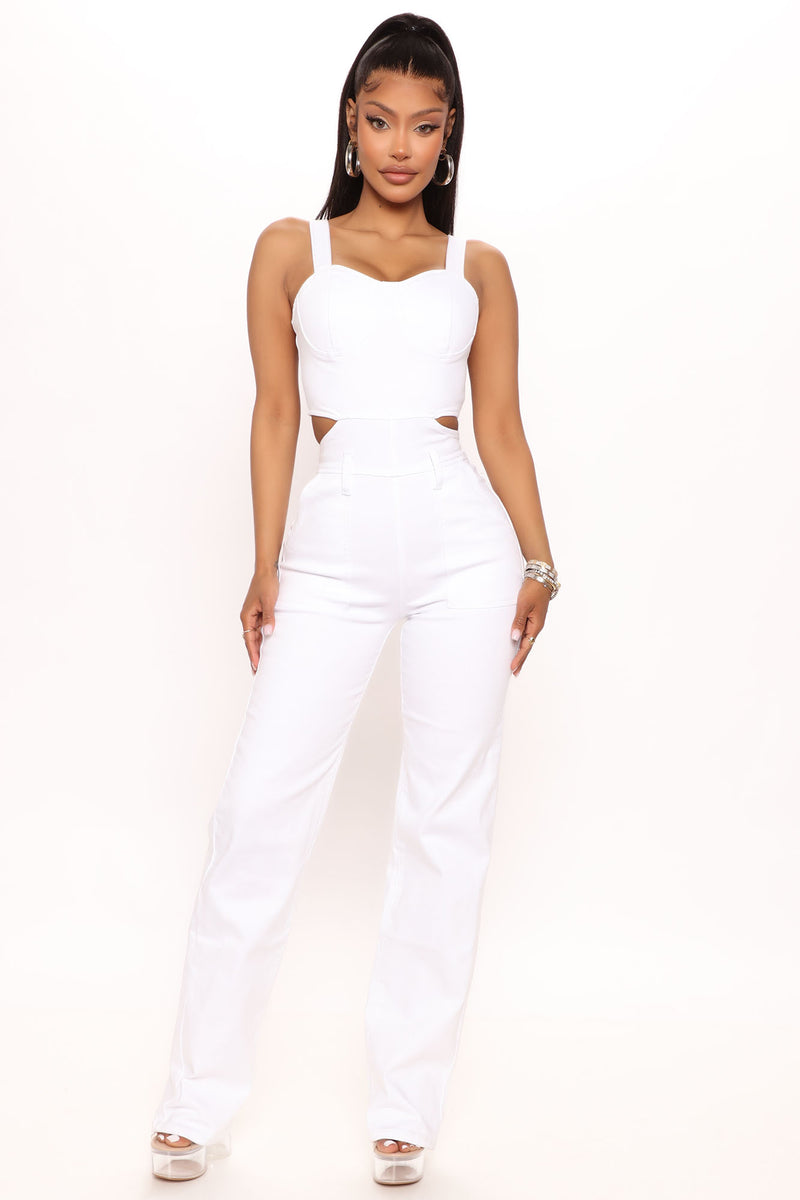 All white jumpsuit fashion nova hotsell