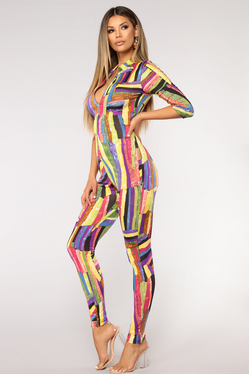 Kaleidoscope Vision Jumpsuit Multi Fashion Nova, Jumpsuits