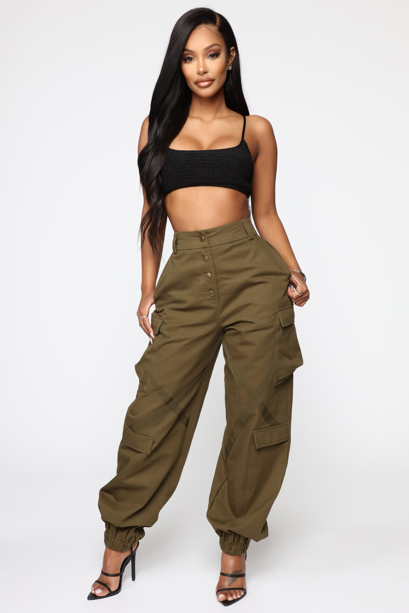 Amelia Oversized Cargo Pants - Olive, Fashion Nova, Pants