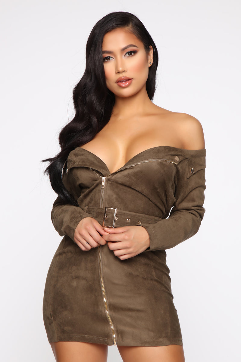 Fashion nova store suede dress