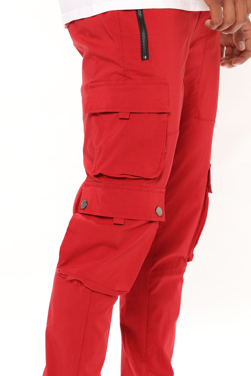 Red cargo pants fashion nova best sale