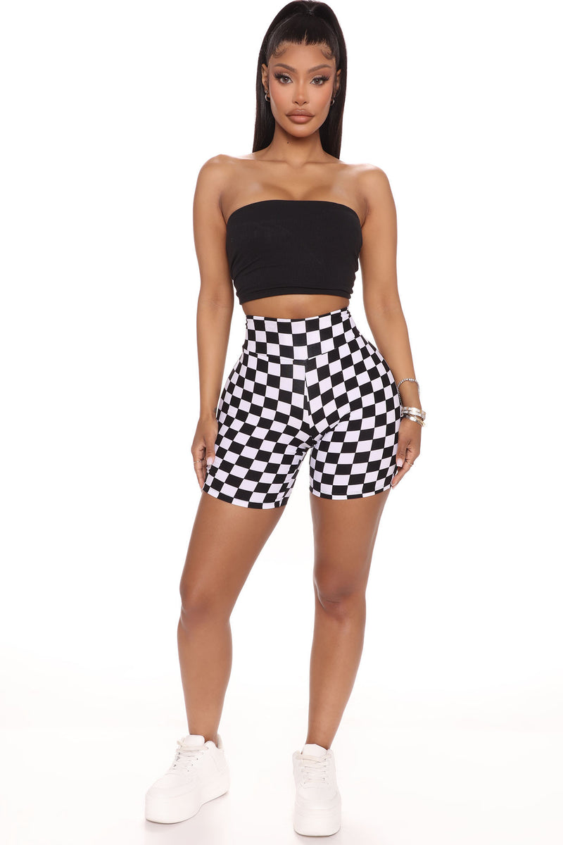 Checkered biker top shorts