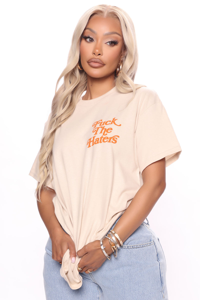 Fuck The Haters Tee - Nude, Fashion Nova, Screens Tops and Bottoms