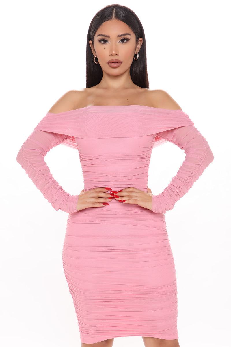 Fashion nova pink cheap long sleeve dress