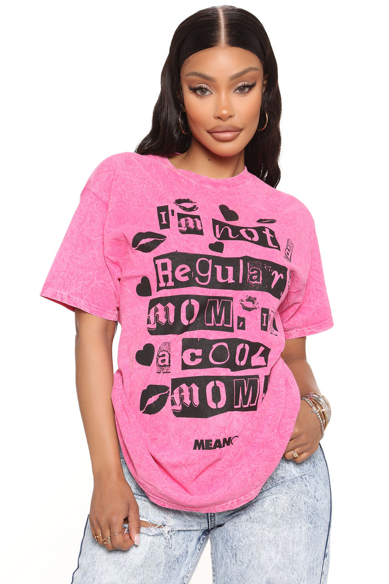I'm A Cool Mom Washed Tee - Pink/combo