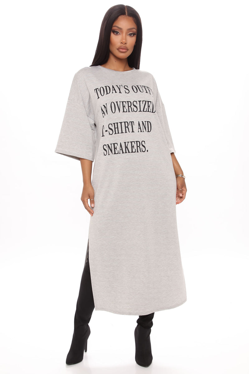 Stating Facts T Shirt Dress Grey