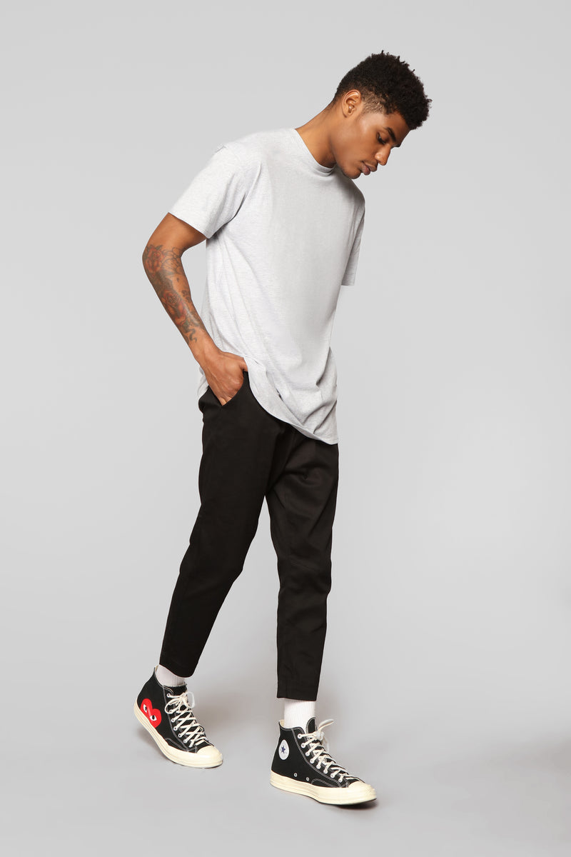 Mens cropped black best sale pants
