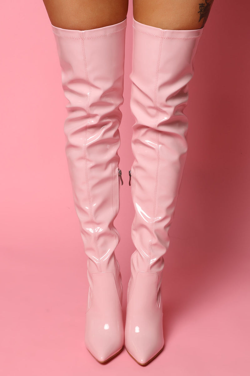 Chasing The Thrill Over The Knee Boots Pink