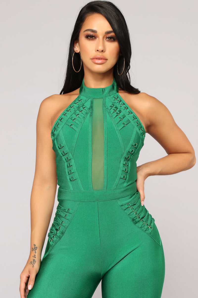 Rooftop nights bandage jumpsuit clearance
