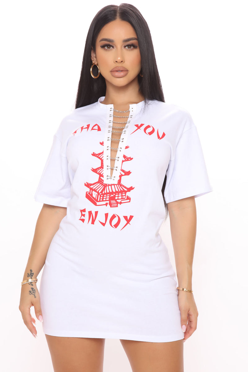 White ripped t shirt dress on sale