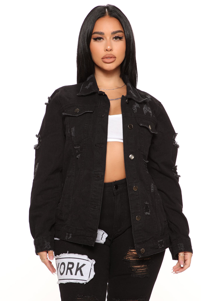 Fashion nova black cheap jean jacket