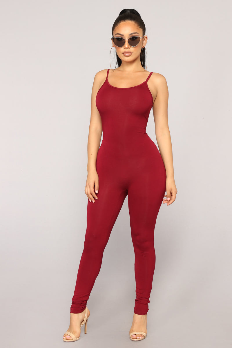 Burgundy jumpsuit shop fashion nova