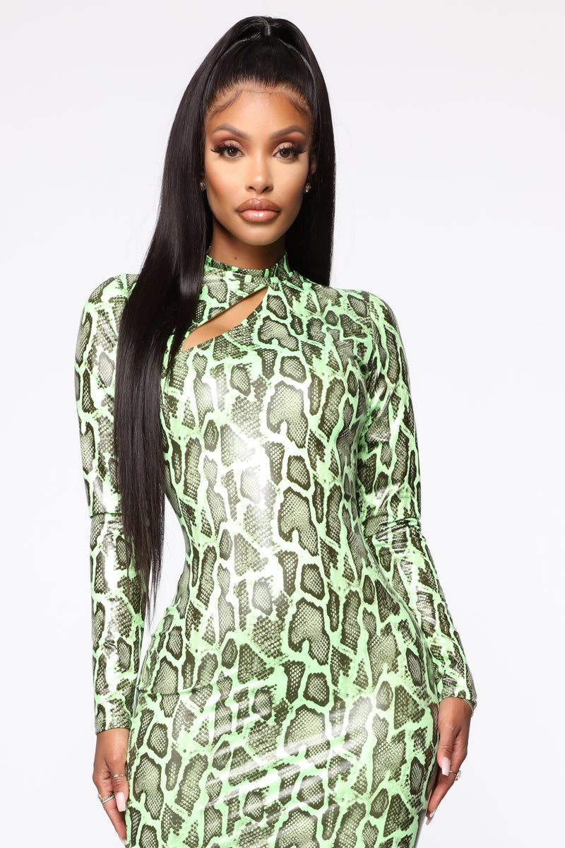 Lime green snakeskin best sale dress