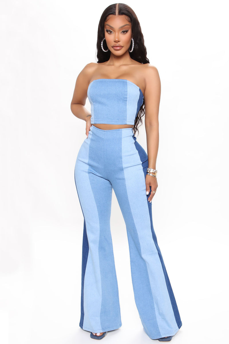 Fashion nova blue pants sales