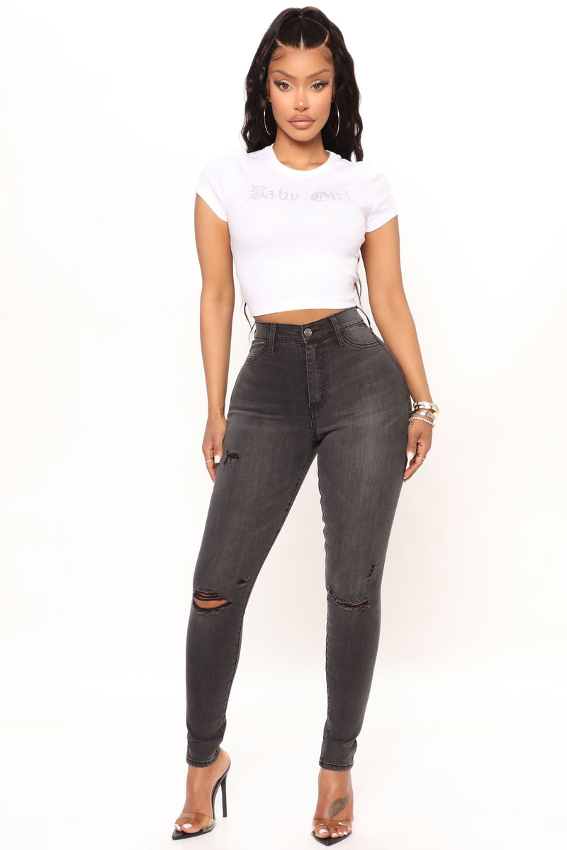 Grey jeans fashion nova sale