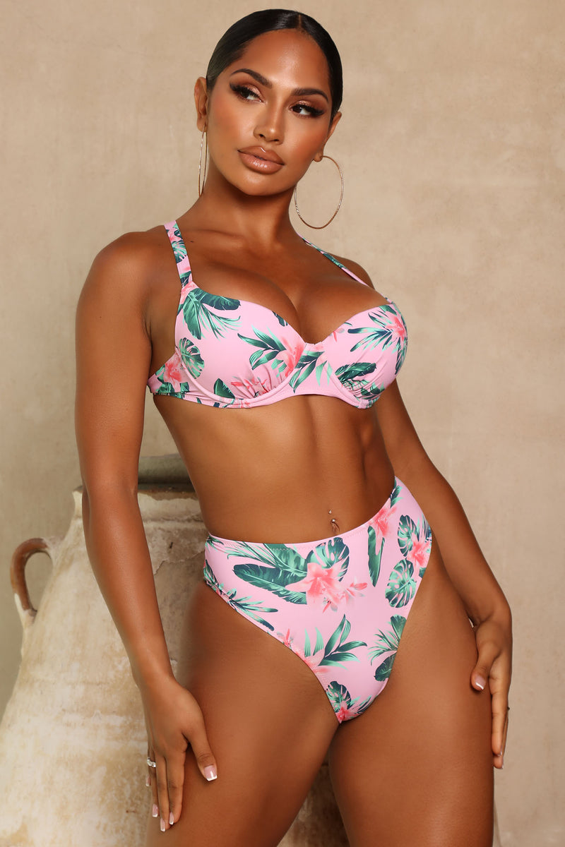 Sexy All Summer Underwire 2 Piece Bikini Pink combo