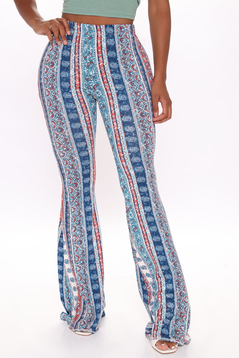 Boho floral Aqua pants only main image 1