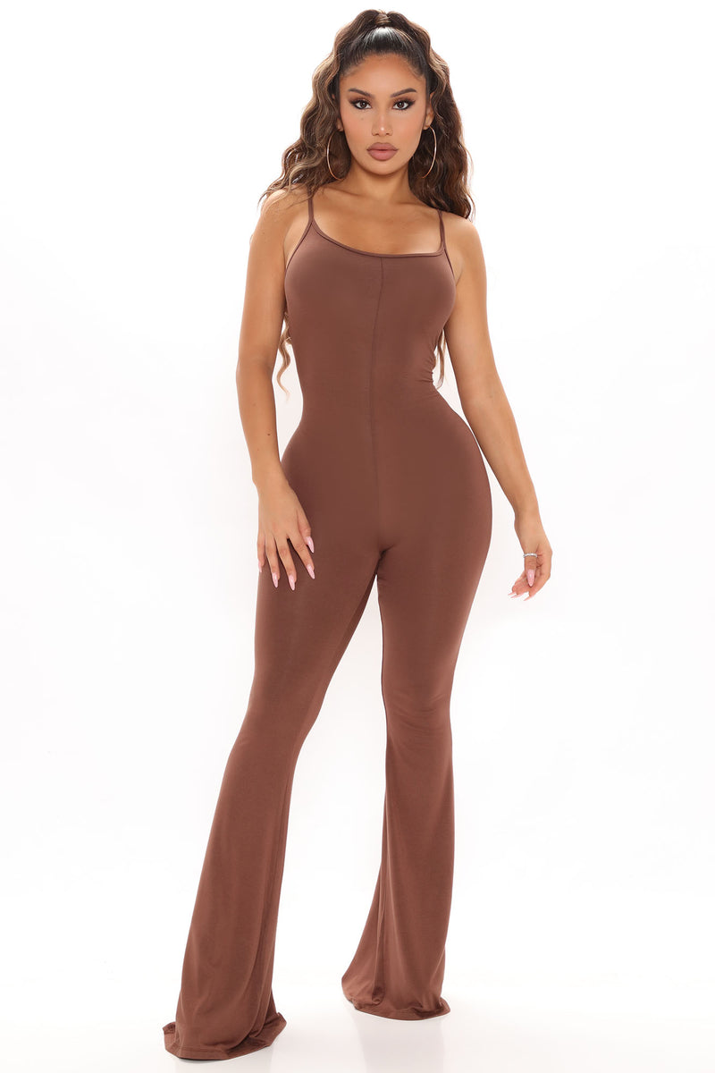 Nova Season Flare Leg Jumpsuit Chocolate