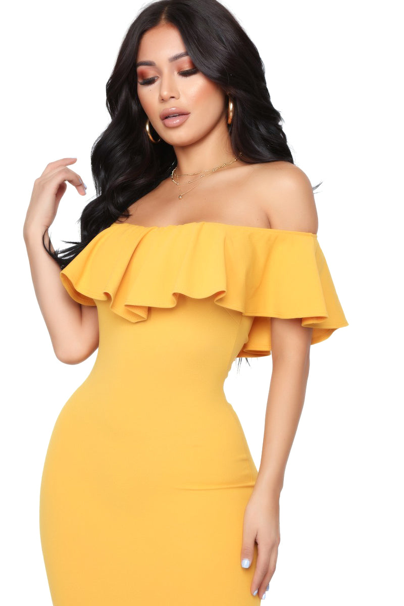 Fashion nova mustard yellow dress hot sale