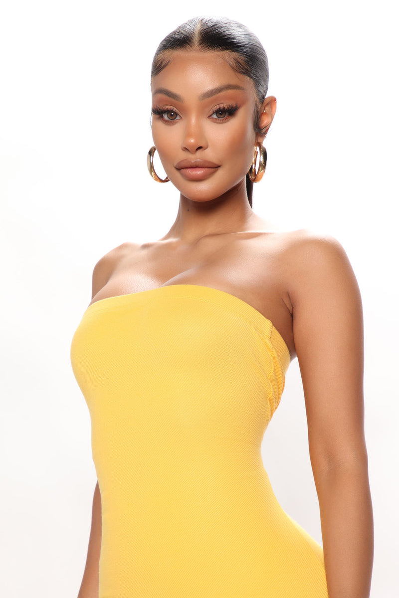 Yellow tube dress forever 21 top