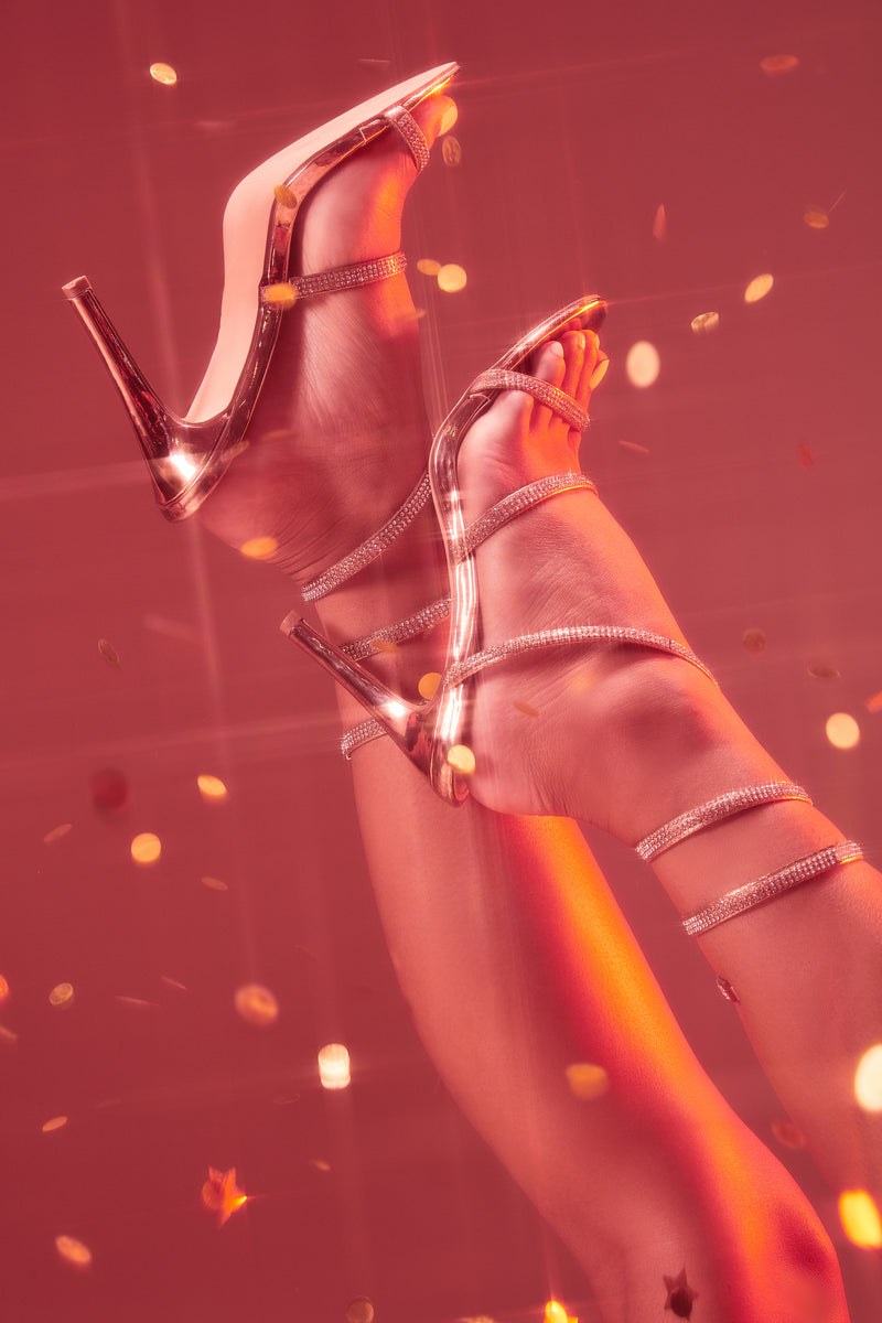 Yassi Jeweled Heel Rose Gold