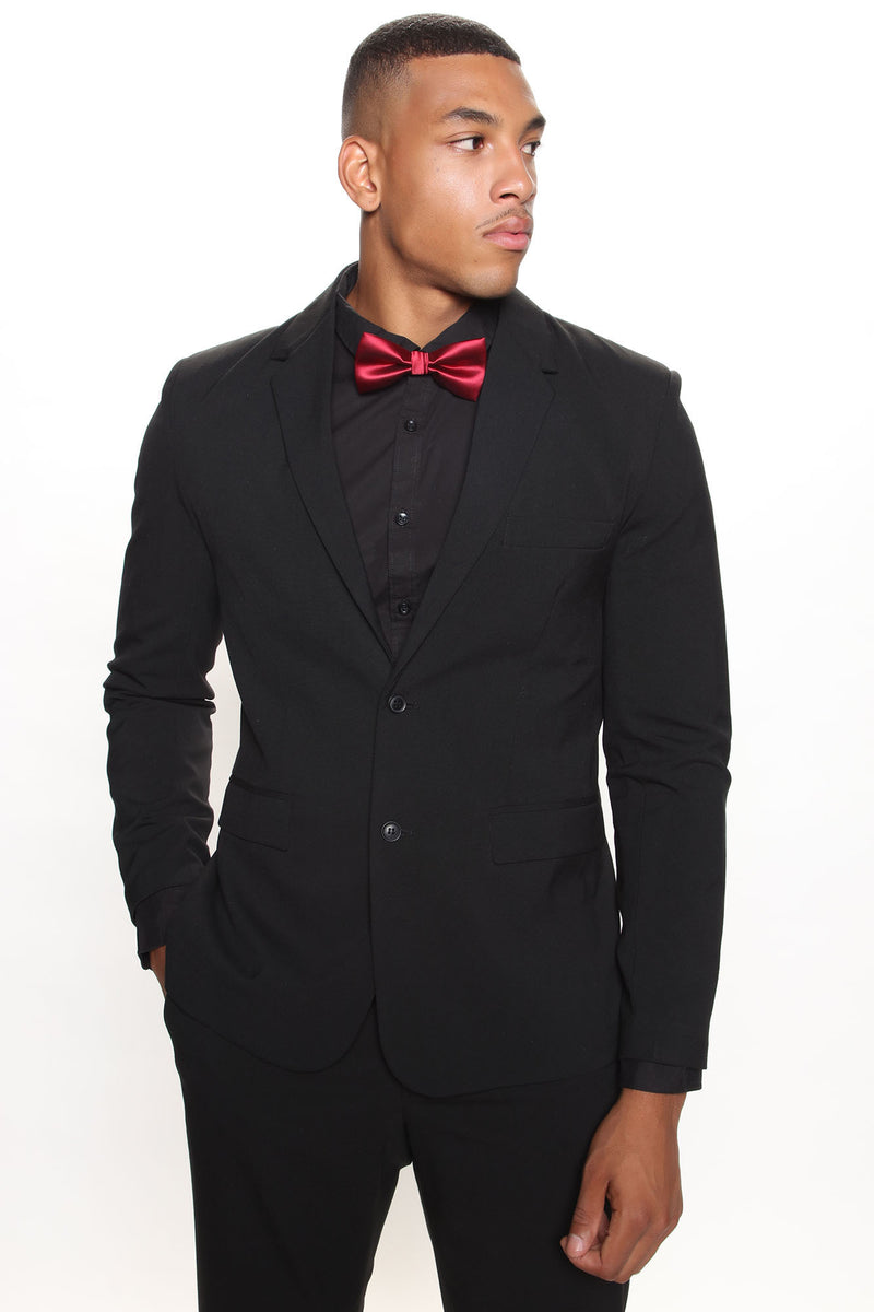 All black tux hotsell red bow tie