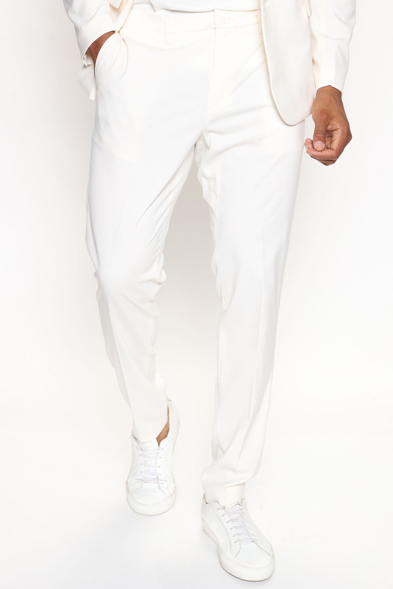 Men's The Modern Stretch Slim Trouser in Off White Size 42 by Fashion Nova