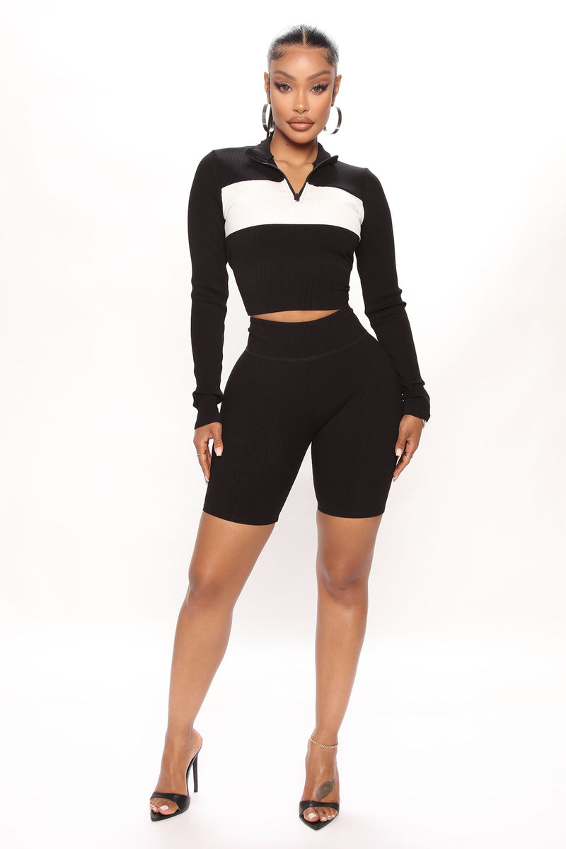 Ready Set Go Ribbed Short Set - Black/White | Fashion Nova, Matching ...