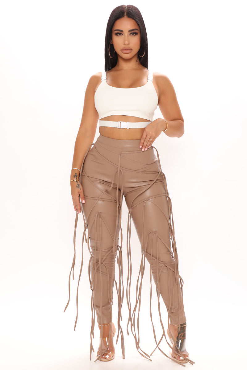 Leather pants with sale strings