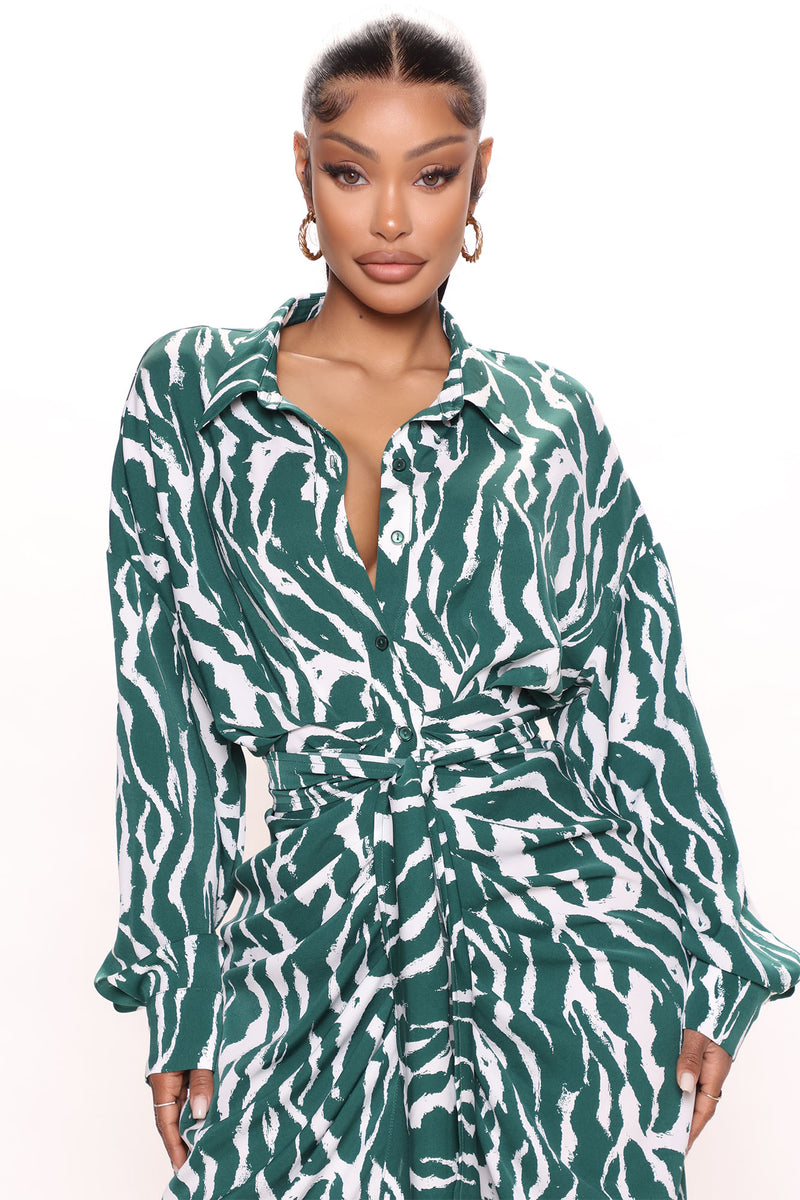 Safari Vibes Maxi Dress Green combo Fashion Nova Dresses
