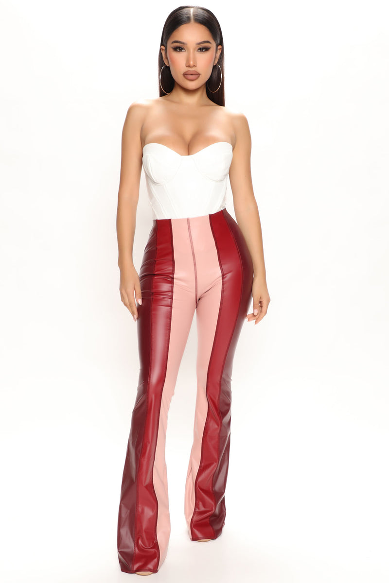 Red latex discount flare pants