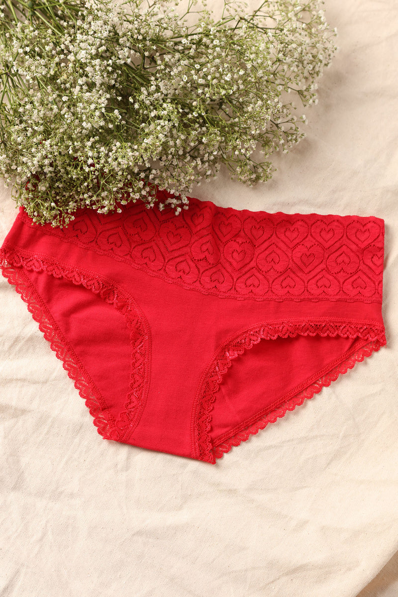 Like Magic Lace Hipster Panty - Red