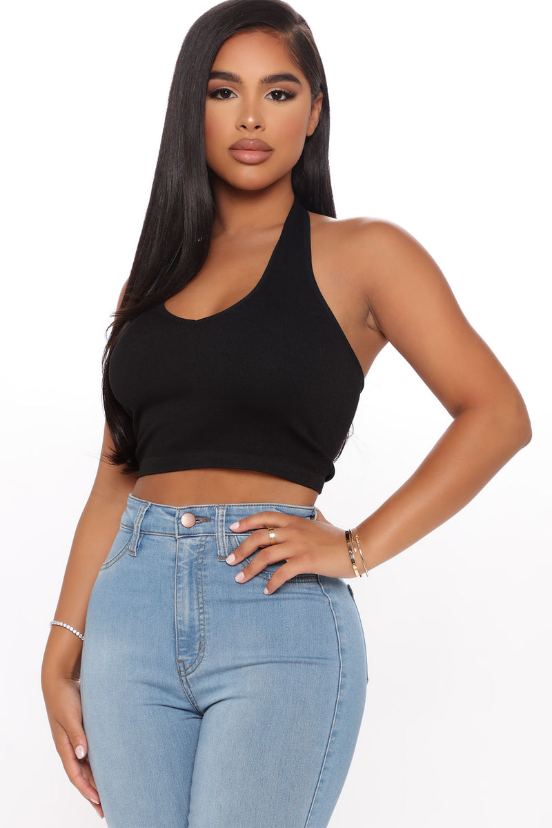 Simply The Best Seamless Cropped Tank - Black