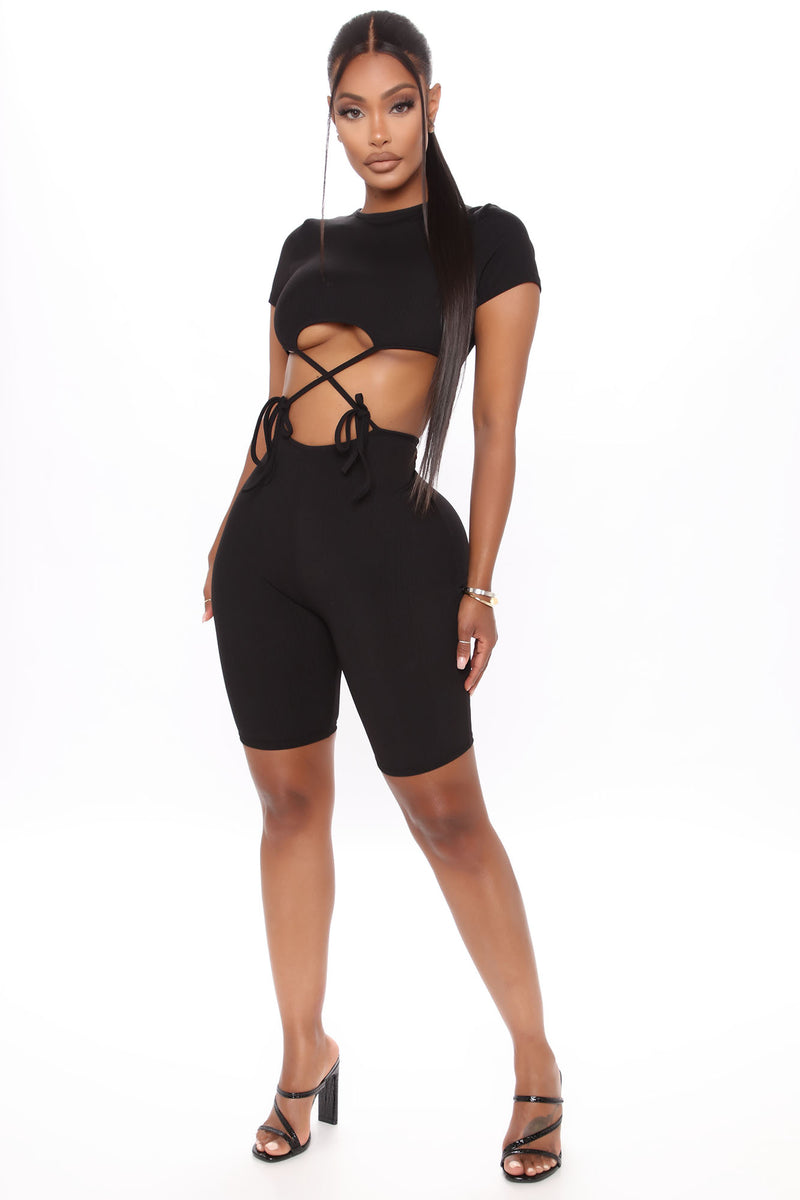 Biker short sale jumpsuit