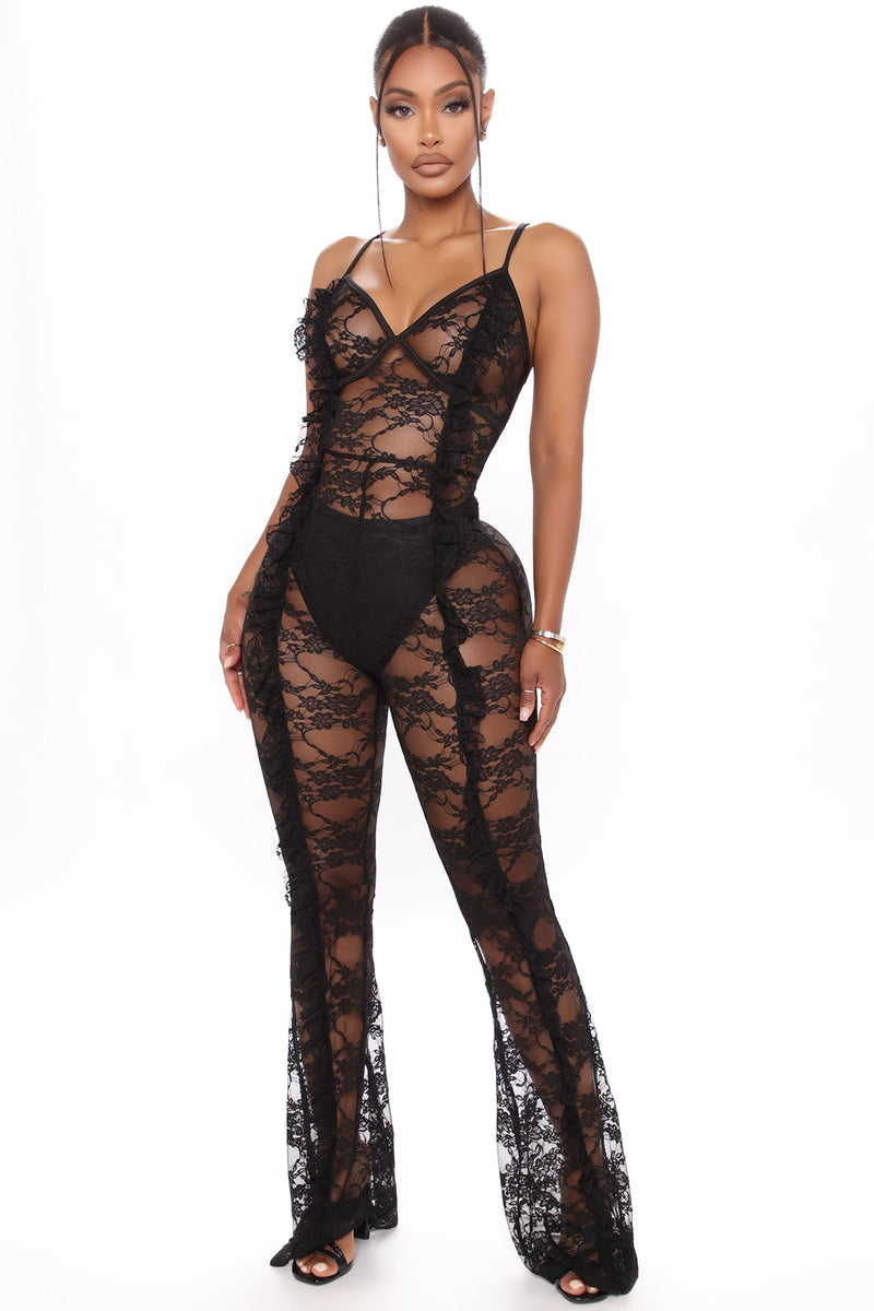 Fashion nova black lace jumpsuit shop