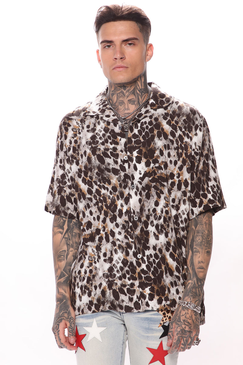 Wild Instinct Short Sleeve Button Up Shirt - Brown/combo | Fashion Nova