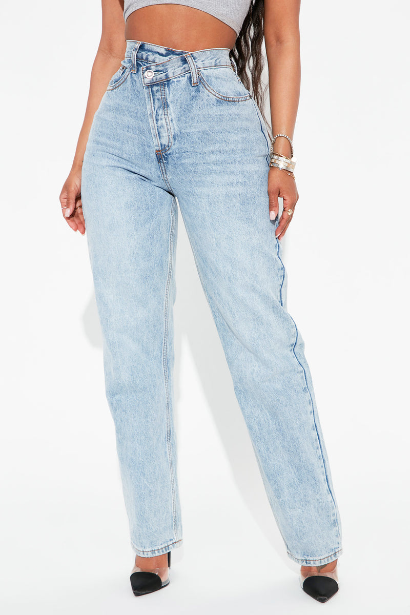 Crossover Straight Leg Jeans Light Blue Wash