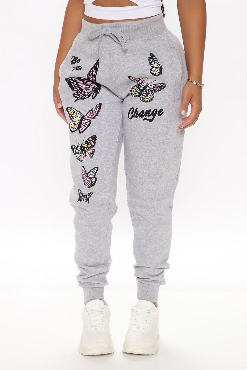 Grey sales butterfly joggers