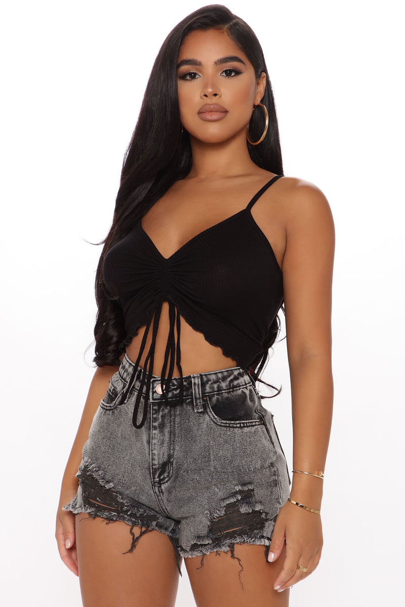 Kailey Ruched Crop Top - Black | Fashion Nova, Knit Tops | Fashion Nova