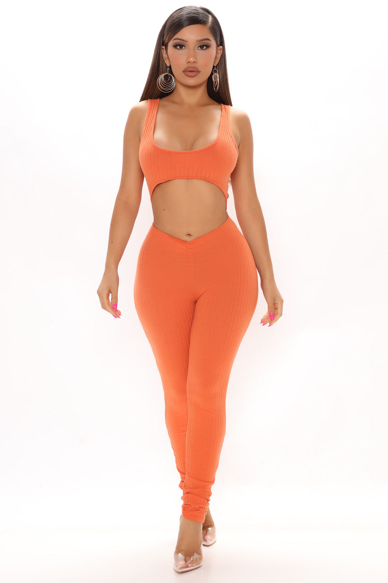 Jodie Ribbed Jumpsuit Orange