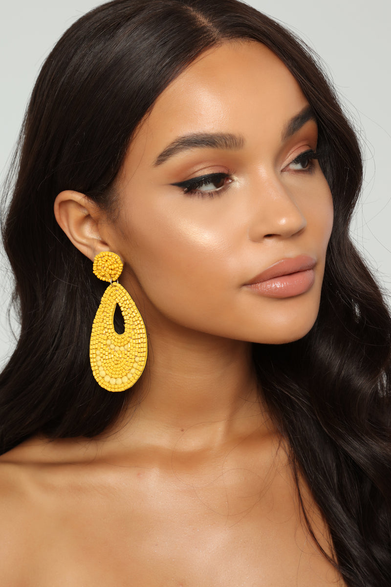 Bead The Trend Earrings Mustard Fashion Nova, Jewelry Fashion Nova