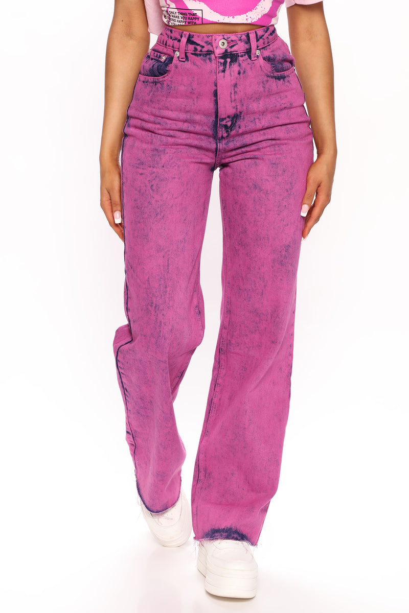 Pushbutton Purple One-Leg Jeans