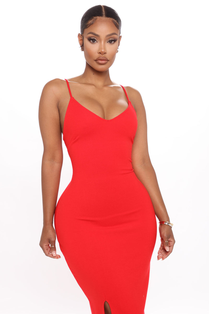 Fashion nova red midi dress top